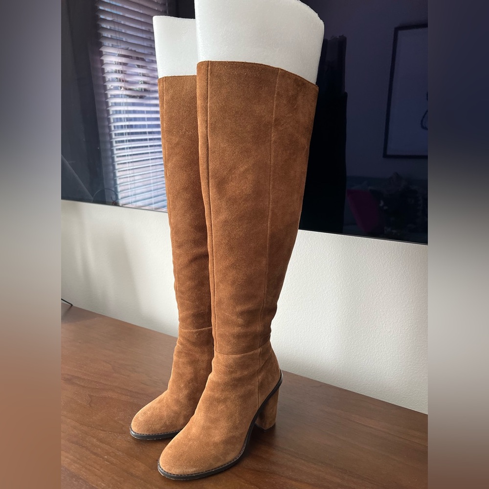Gianni Bini Brown Suede Knee-High Wide Calf Boots